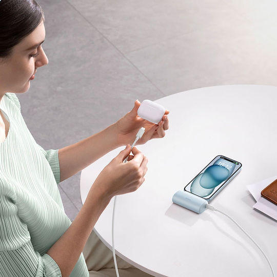 Baseus Compact Series Built-in Type-C Power Bank 5000mAh 20W με Θύρα USB-C Power Delivery / Quick Charge 3.0 Ροζ