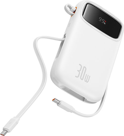 Baseus QPow 2 Power Bank 10000mAh 30W cu Port USB-A și Port USB-C Alb