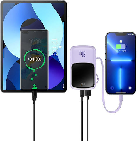 Baseus Qpow Pro Power Bank 20000mAh 20W με Θύρα USB-C Μωβ