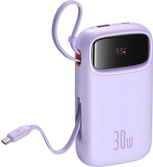 Baseus QPow 2 Power Bank 20000mAh 30W с USB-A порт и 2 USB-C порта Лилав