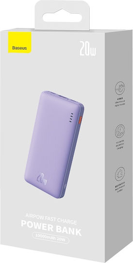 Baseus Airpow Power Bank 10000mAh 20W с USB-A порт и USB-C порт Power Delivery Лилав