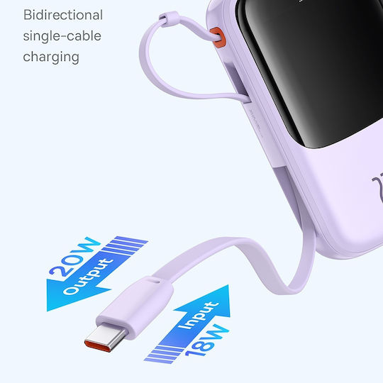 Baseus Qpow Pro+ Power Bank 10000mAh 22,5W Ladeleistung / Schnellladung Lila
