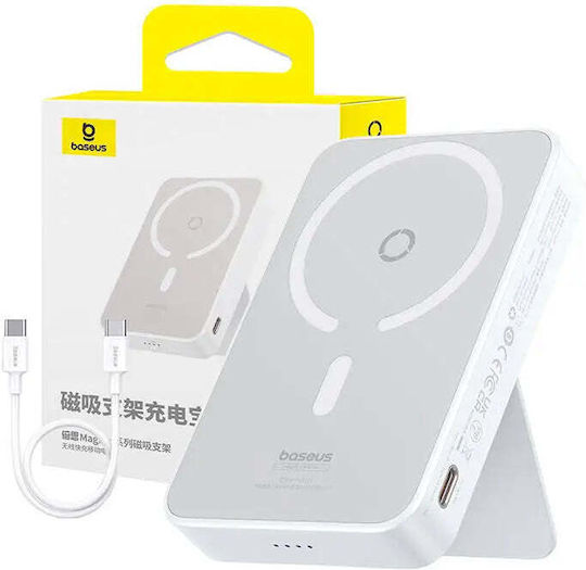 Baseus MagPro MagSafe Power Bank 5000mAh 20W cu Port USB-C Livrarea energiei Alb