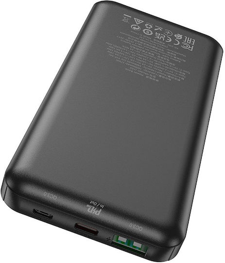 Hoco J102 Външна Батерия 10000mAh 20W с USB-A Изходен Порт и USB-C Изходен Порт Power Delivery / Бързо Зареждане Черна