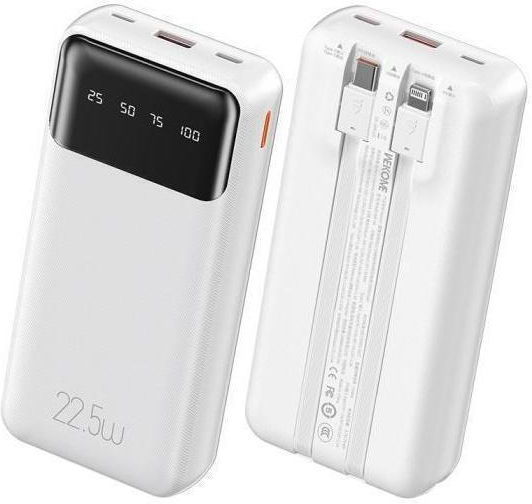 WK WP-64 Power Bank 20000mAh 22.5W with USB-A and USB-C Output Ports White