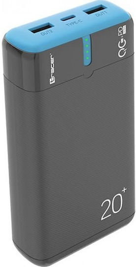 Tracer EnerGen Power Bank 20000mAh 22.5W with 2 USB-A Ports and USB-C Port Power Delivery / Quick Charge 3.0 Gray Blue