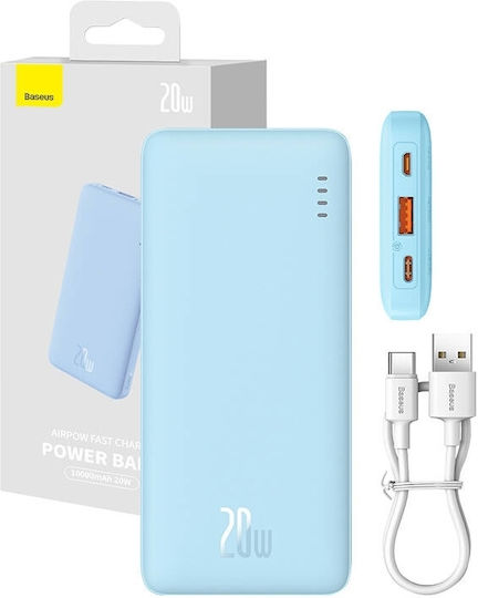 Baseus Airpow Power Bank 10000mAh 20W с USB-A порт и USB-C порт Power Delivery Син