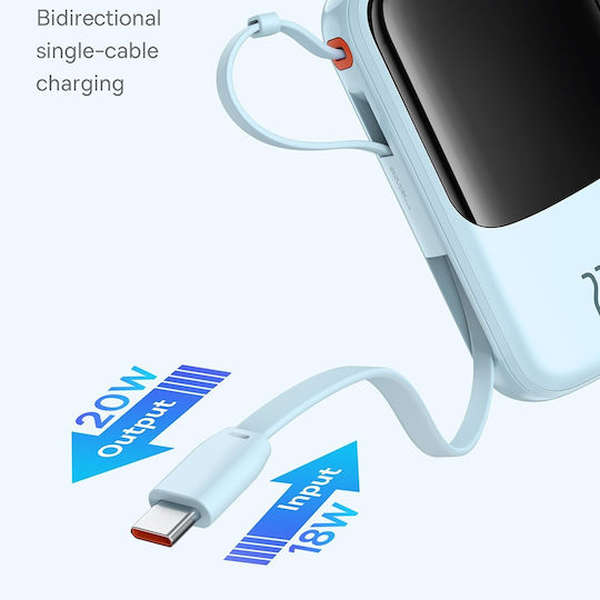 Baseus Qpow Pro+ Baterie Externă 10000mAh 22.5W cu Port USB-A și Port USB-C Albastru Deschis