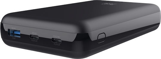 Trust Laro Baterie Externă 20000mAh 100W Cu Port USB-A Și 2 Porturi USB-C Power Delivery Încărcare Rapidă Neagră