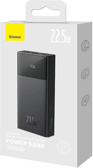 Baseus Star-Lord Power Bank 20000mAh 22.5W with 2 USB-A Ports and USB-C Port Black