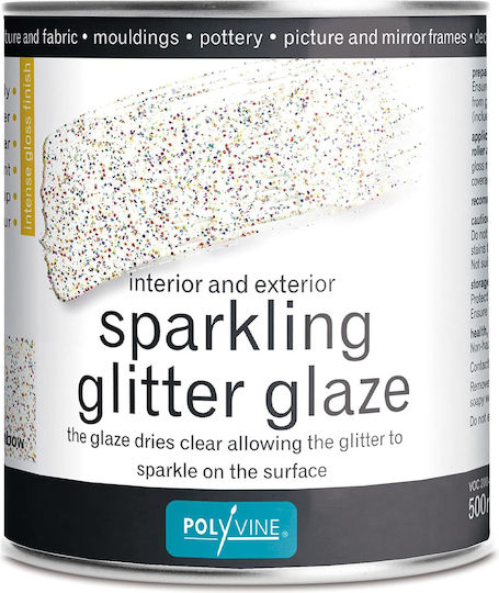Polyvine Glitter Glaze Γαλάκτωμα Ασημί 500ml