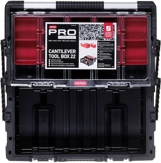 Keter Cantilever Hand Tool Case Plastic with Tobacco Case Dimensions: W56.7xD31.4xH24.5cm