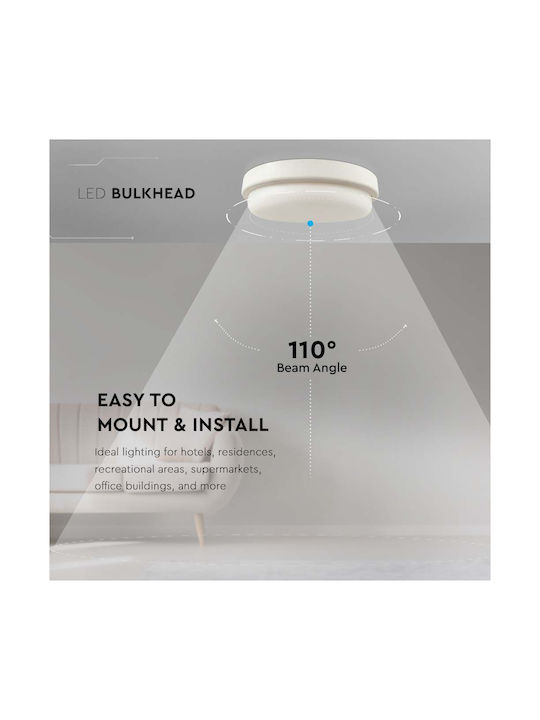V-TAC Outdoor Ceiling Flush Mount with Integrated LED in White Color 10198