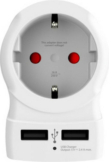Skross Αντάπτορας Πρίζας σε Αμερικής με 2 Θύρες USB