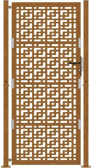 Vidaxl Garden Gate 105x130 Cm Cross Design Weathered Steel Brown