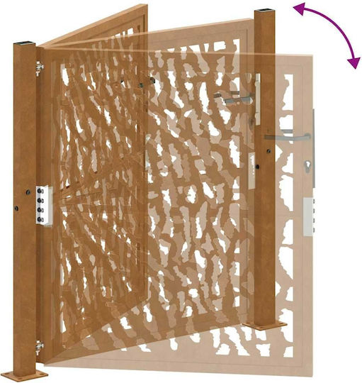 Vidaxl Gartentor 105x105 cm Rostfreier Stahl Schienen-Design Braun