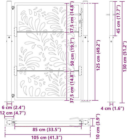 Vidaxl Poartă de Grădină 105x130 cm Design Ondulat din Oțel Maro