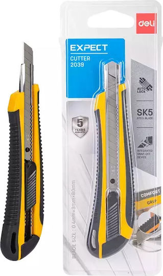 Deli Folding Knife with Blade Width 9mm Yellow