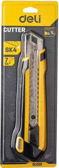 Deli Folding Knife SK4 Security with Blade Width 25mm Yellow