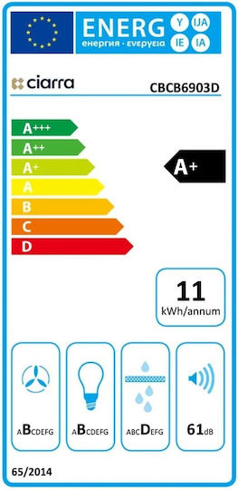 Ciarra Independentă Hotă 59.6cm Negru