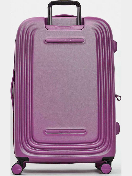 Mandarina Duck Logoduck Μεγάλη Βαλίτσα Ταξιδίου Σκληρή Μωβ με 4 Ρόδες Ύψους 75εκ.