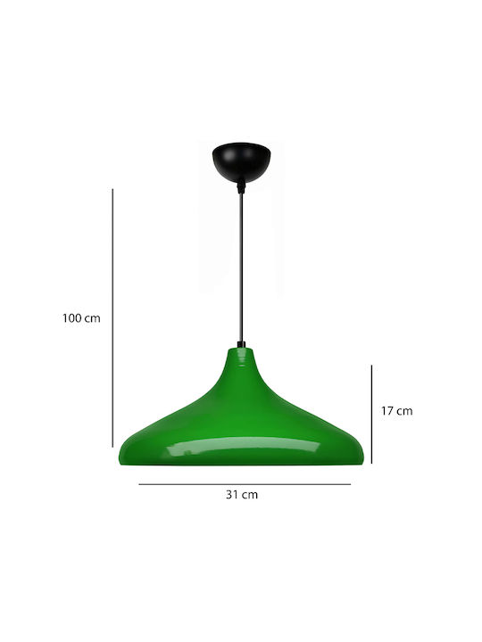 Megapap Lela Pendant Light Green with Socket E27 31x31x100cm