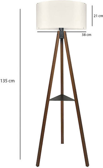 Megapap Thomas Floor Lamp H135xW38cm. with Socket for Bulb E27 Beige