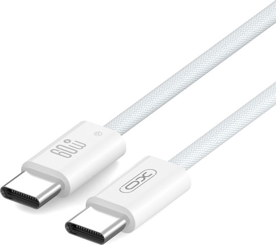 XO USB 2.0 Cable USB-C male - USB-C 60W PD Λευκό 1m 16.005.0356