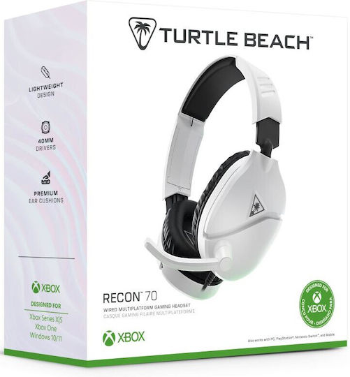 Turtle Beach Recon 70 Over Ear Căști Gaming cu Conectivitate 3,5 mm Alb pentru Nintendo Switch PC PS4 PS5 XBOX
