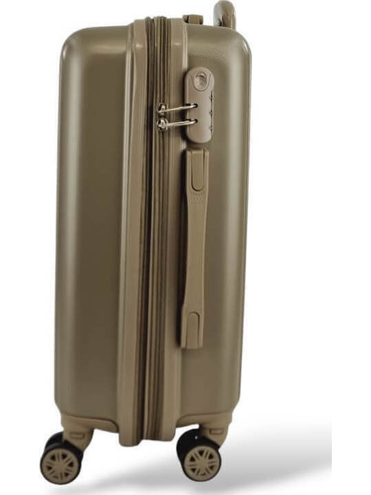 Playful Bags Cabin Travel Suitcase Hard Gold with 4 Wheels Height 55cm