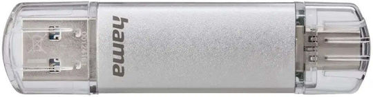 HAMA "c-laeta" Flashpen 256GB USB 2.0 Стик с връзка USB-C Сребрист