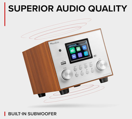 Audizio Vieste Επιτραπέζιο Ραδιόφωνο Ρεύματος DAB+ με Bluetooth και USB Silver