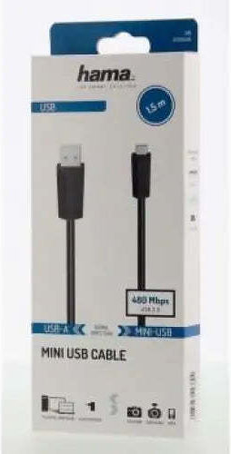 HAMA USB 2.0 Кабел USB-A мъжки - мини USB-A мъжки Черен 1.5м 00200606
