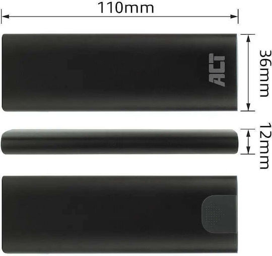 Act Твърд диск кутия M.2 PCI Express NVMe с връзка Type-C в Черен цвят