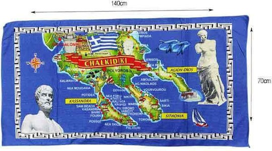 Chalkidiki Map Blue 70x140cm