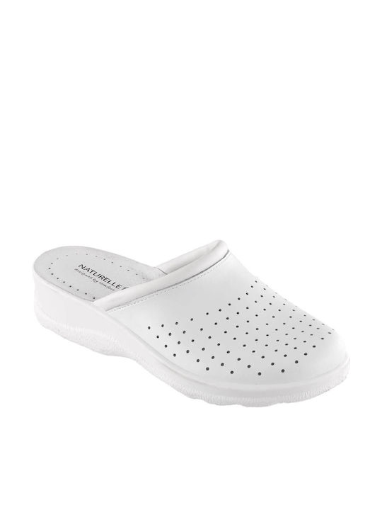 Naturelle 10T Femei Din piele Anatomici Sabot Albe