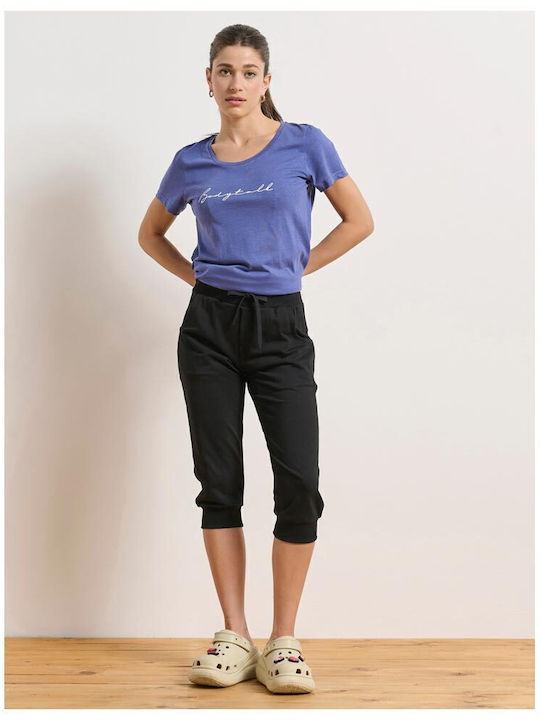 Damen Jogginghosen Capri Schwarz