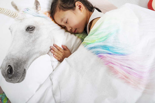 Snurk Set Kids Duvet Cover Single with Pillowcase White 160x220cm