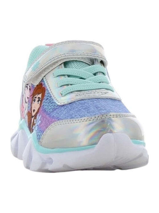 Frozen Παιδικά Sneakers με Σκρατς & Φωτάκια Ασημί