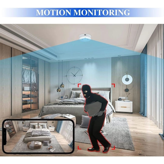 Cameră Spion Detector de Fum Iuni D101 8 Gb Wi-fi Vizualizare 4k Detectare Mișcare