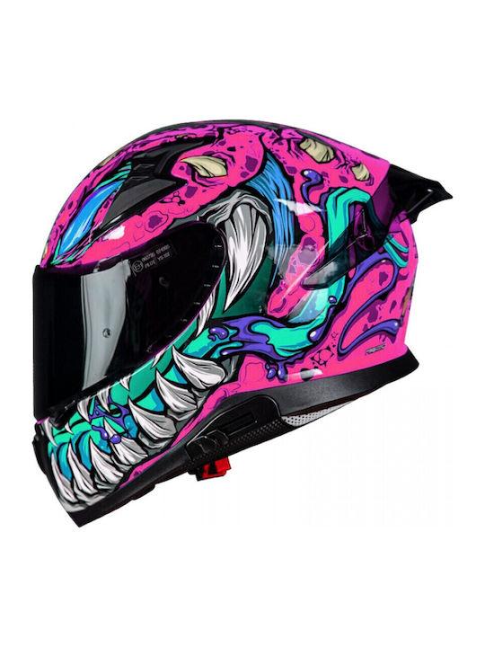 Pilot Snake SV Reptile-X Pink Gloss Motorcycle Helmet Full Face ECE 22.06 1550gr with Sunvisor