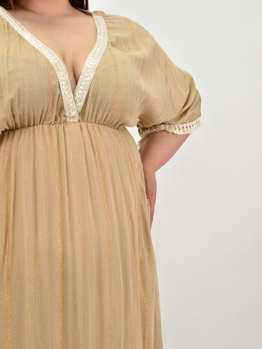 Women's Maxi Fringe Kaftan Beige 20105