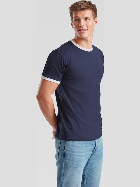 Fruit of the Loom Ringer Werbe-T-Shirt Navy/White