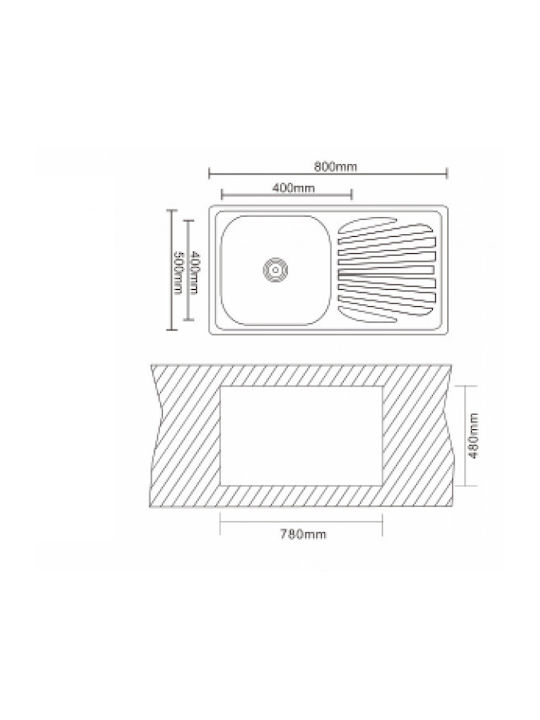 Inter Ceramic 8050PF Ένθετος Νεροχύτης Inox Μ80xΠ50cm Ασημί