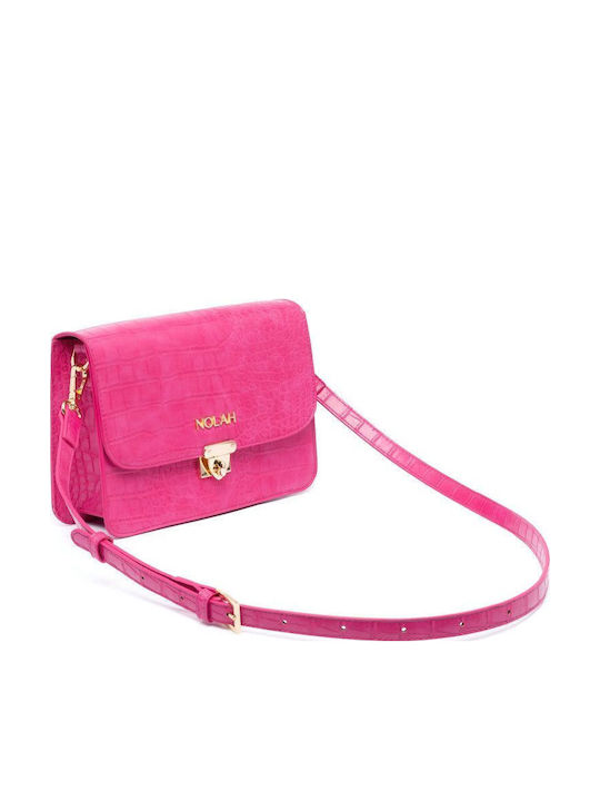 Enriketa Damenhandtasche Crossbody / Schulter Croco Fuchsie
