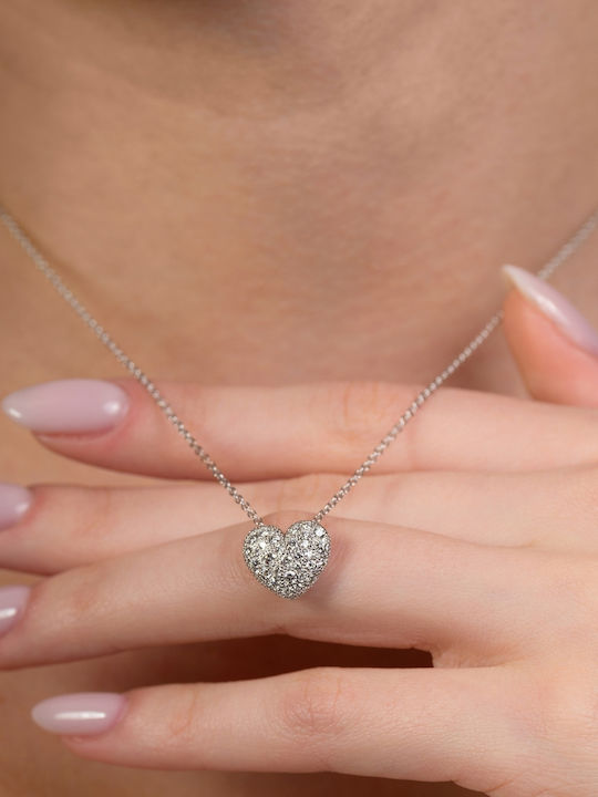 57emozioni Colier cu design Inima din Aur alb 18k cu Diamant