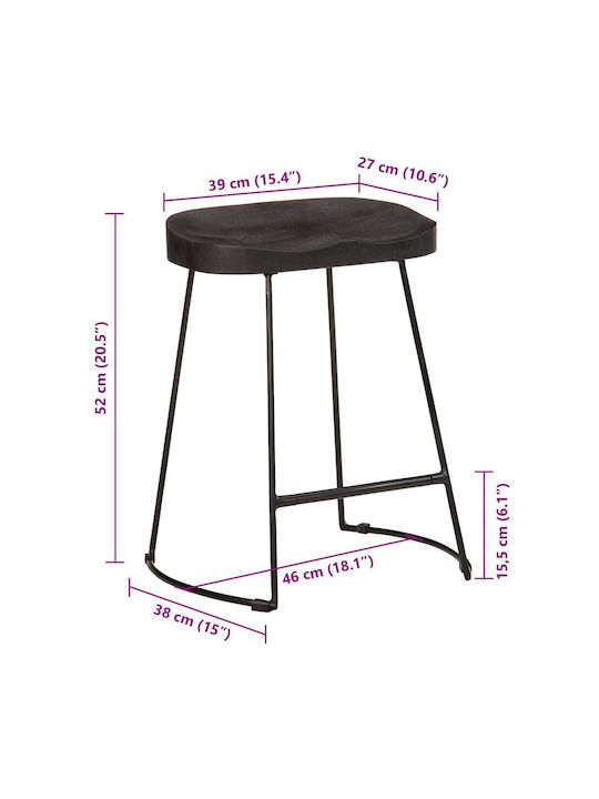 Hocker Bar Hölzernes Black 2Stück 46x38x52cm