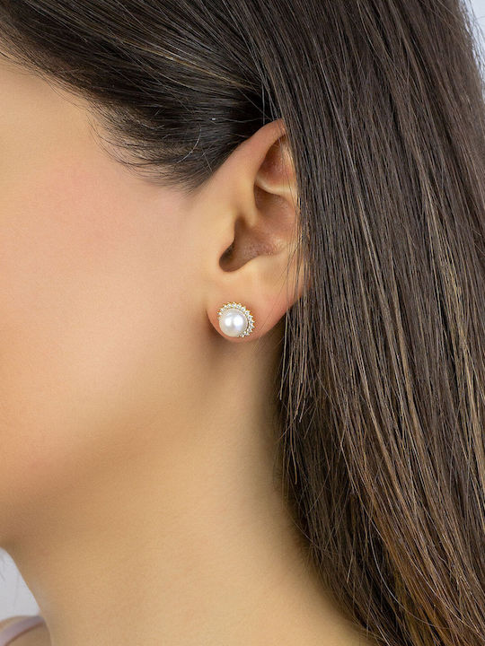 Kiriakos Gofas Set with Necklace , Earrings & Ring from Gold 18K with Stones and Pearls