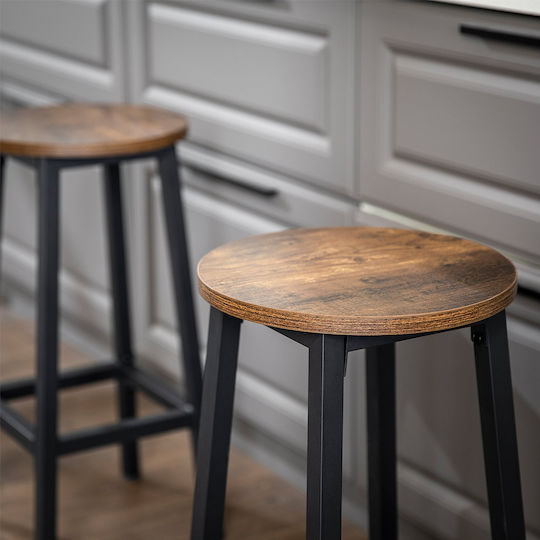 Stool Bar Metallic Brown With Black 2pcs 32x32x65cm