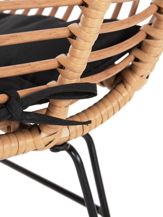 Πολυθρόνα Εξωτερικού Χώρου Rattan Allegra Μπέζ με Μαξιλάρι 58x59x82εκ.